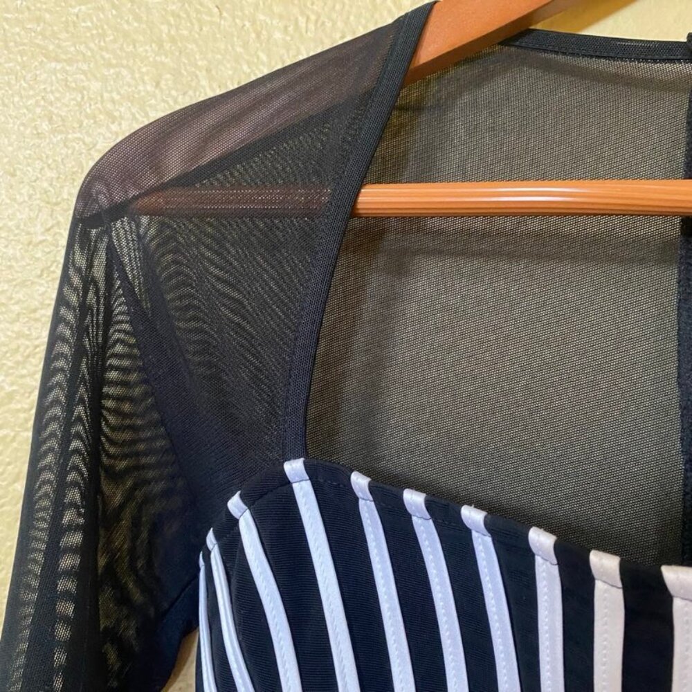 Vintage Ribkoff Trends Couture Striped Corset Bustier Y2K Mesh Top Size 10 - Picture 4 of 9